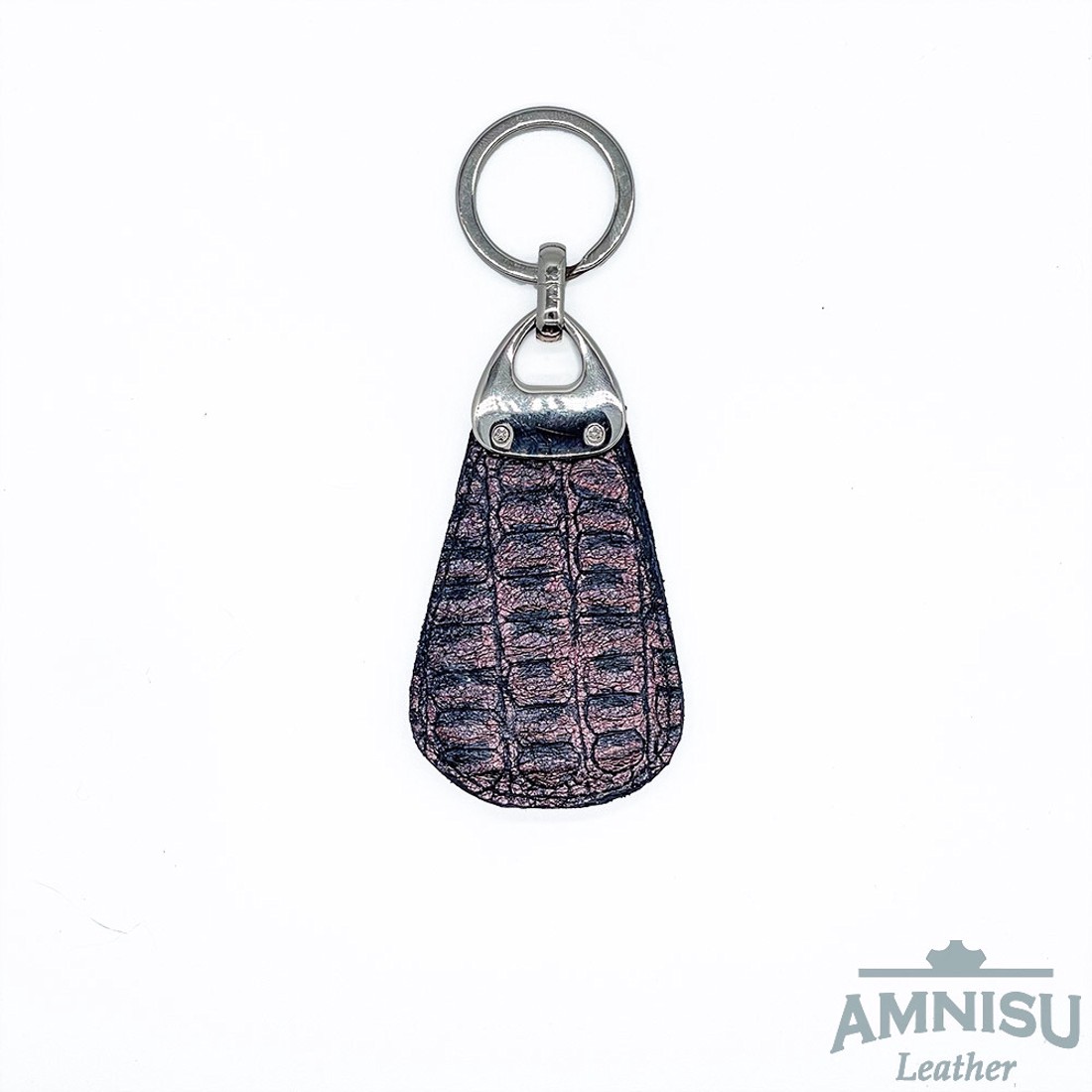 Metál barna krokkómintás csepp alakú swarovski köves bőr kulcstartó H4029 - táska & tok - kulcstartó & táskadísz - kulcstartó - Meska.hu