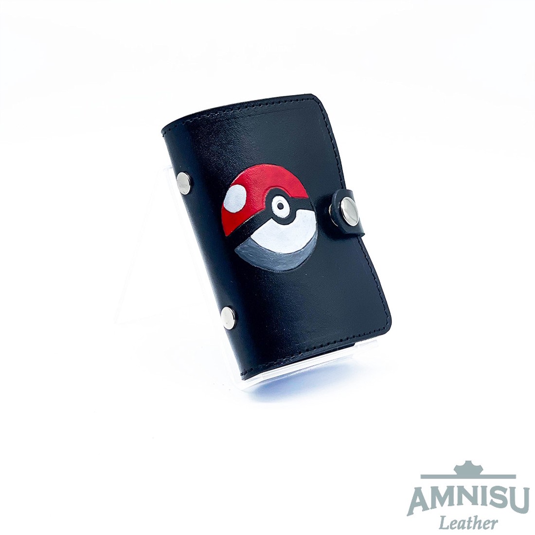 Pokémonos fekete álló bőr igazolványtartó - táska & tok - pénztárca & más tok - kártyatartó & irattartó - Meska.hu