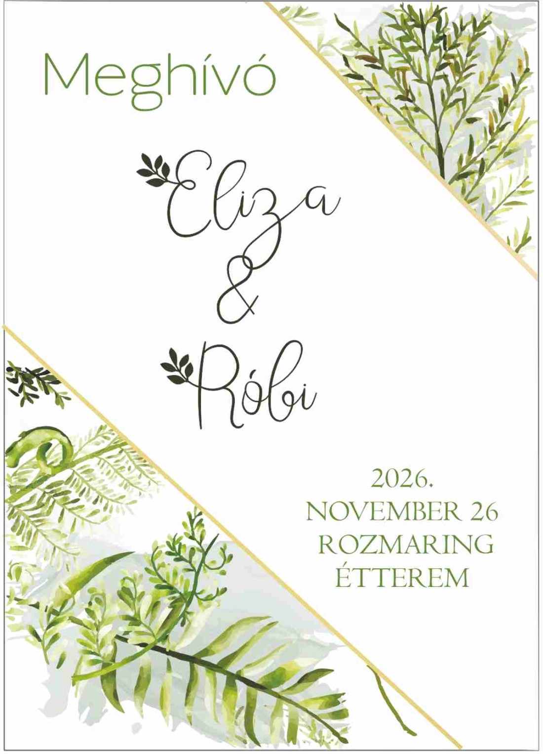 Zöld leveles esküvői meghívó - esküvő - meghívó & kártya - meghívó - Meska.hu