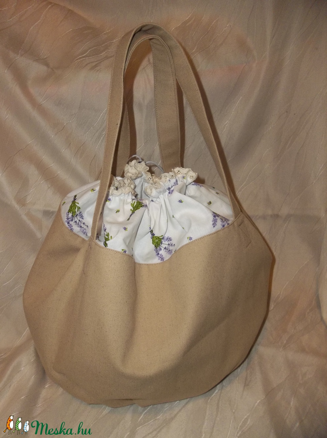 Kerékpárkosár huzat és táska 2in1 homok és levendula -  - Meska.hu