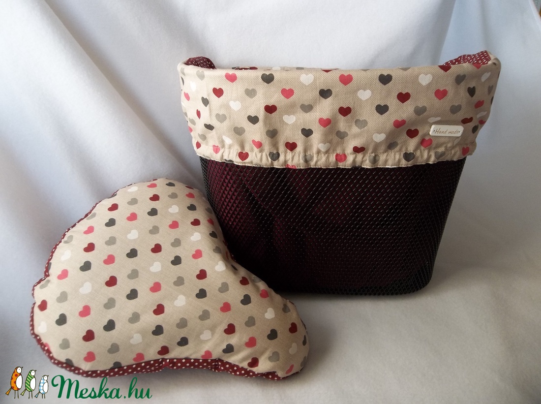 Kerékpár, bicikli kosártáska, huzat és szatyor 2in1 szívecskés -  - Meska.hu