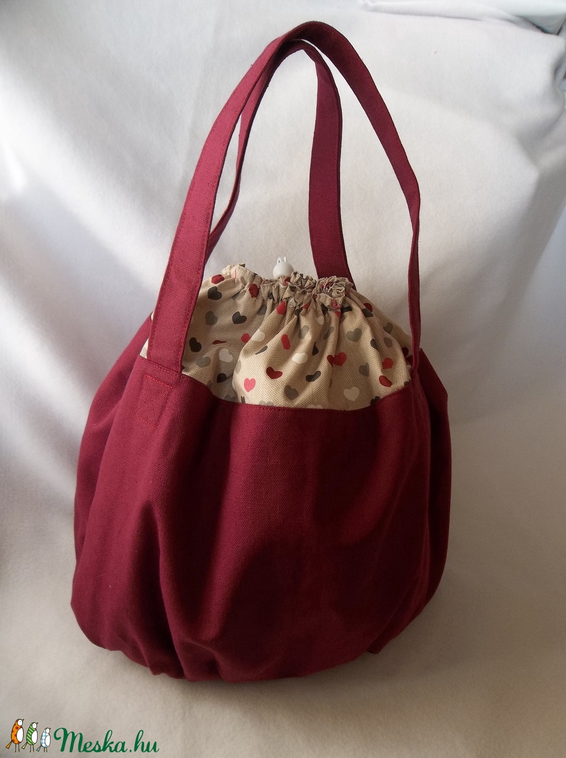 Kerékpár, bicikli kosártáska, huzat és szatyor 2in1 szívecskés -  - Meska.hu