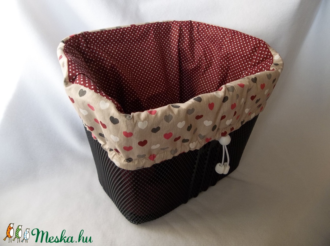 Kerékpár, bicikli kosártáska, huzat és szatyor 2in1 szívecskés -  - Meska.hu