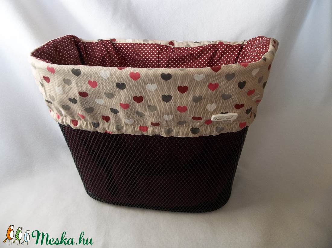 Kerékpár, bicikli kosártáska, huzat és szatyor 2in1 szívecskés -  - Meska.hu