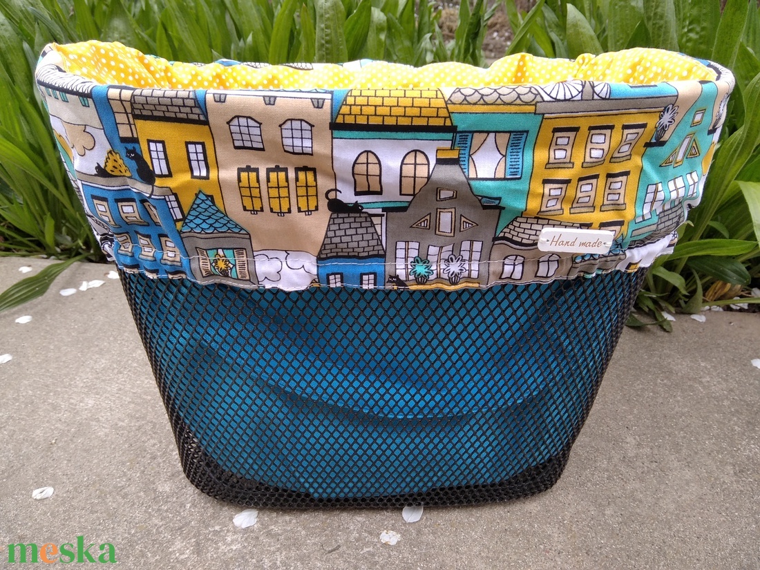 Kerékpár kosár huzat és szatyor 2in1 sárga-kék cicás - táska & tok - edzőtáskák - edzőtáskák - Meska.hu