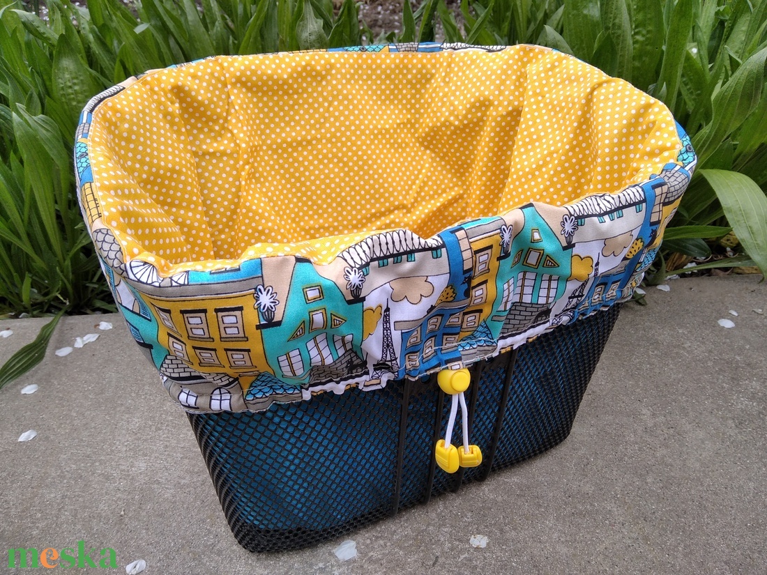 Kerékpár kosár huzat és szatyor 2in1 sárga-kék cicás - táska & tok - edzőtáskák - edzőtáskák - Meska.hu