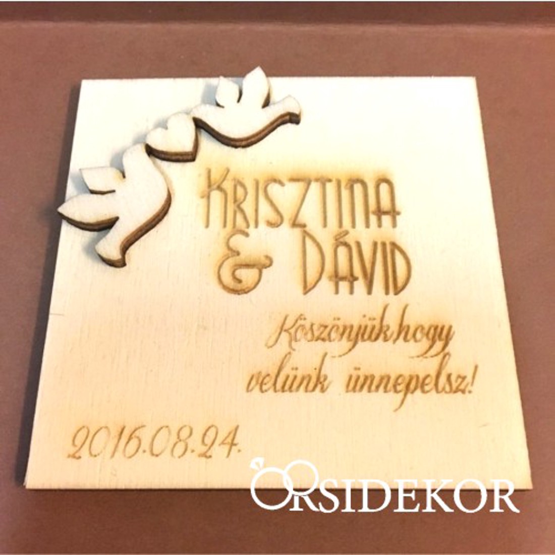 Galambos 3D hűtőmágnes fából - esküvő - emlék & ajándék - köszönőajándék - Meska.hu