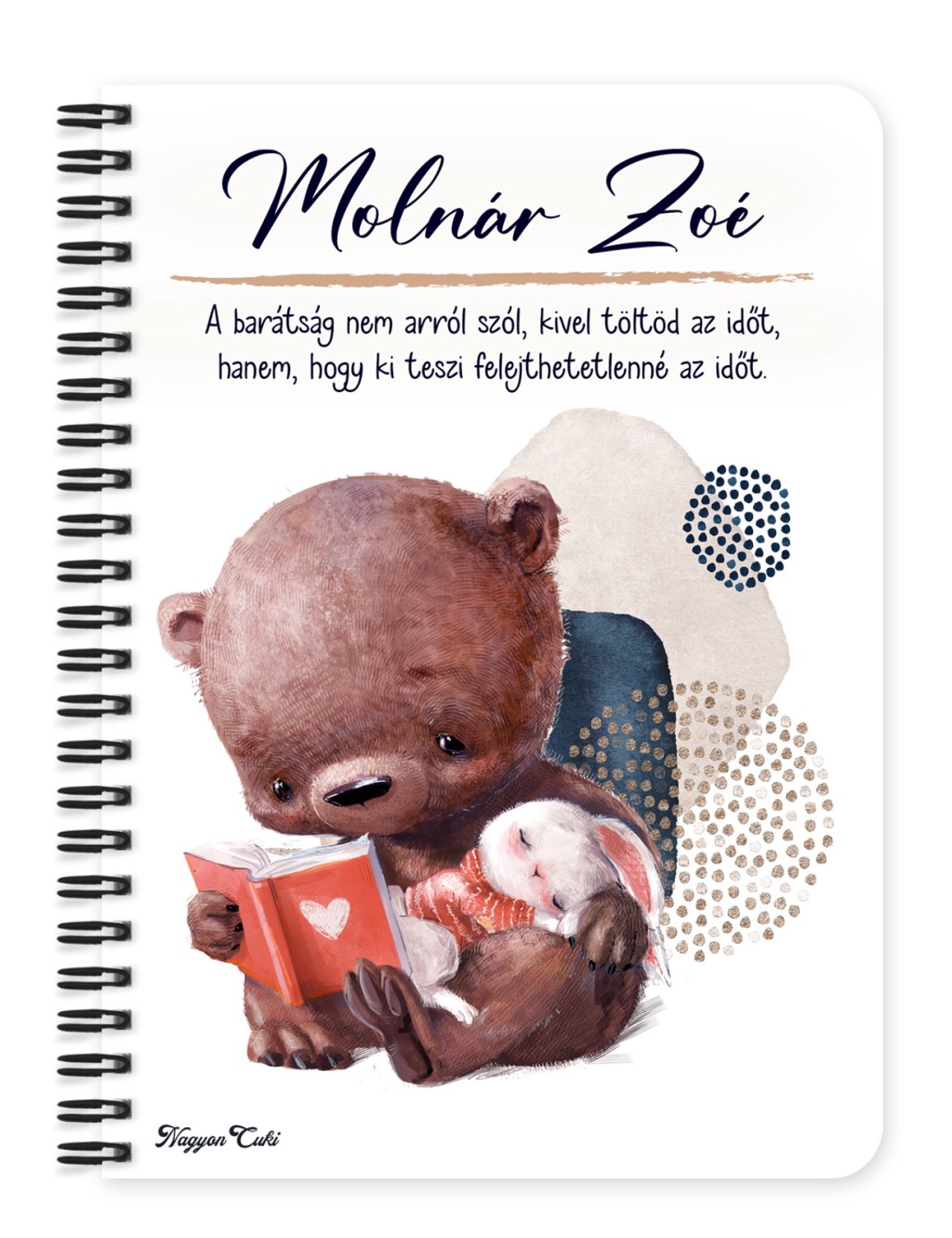 Személyre szabható - Maci és Nyuszi mintás A6-os füzet - otthon & életmód - papír, írószer - jegyzetfüzet & napló - Meska.hu