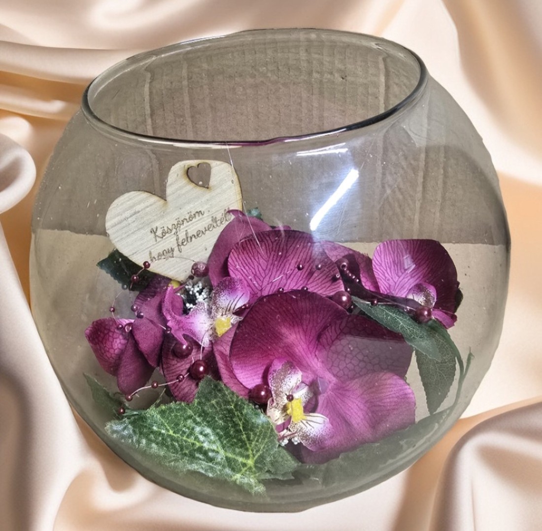 Szülőköszöntő virágbox elegáns orchideás - esküvő - emlék & ajándék - szülőköszöntő ajándék - Meska.hu