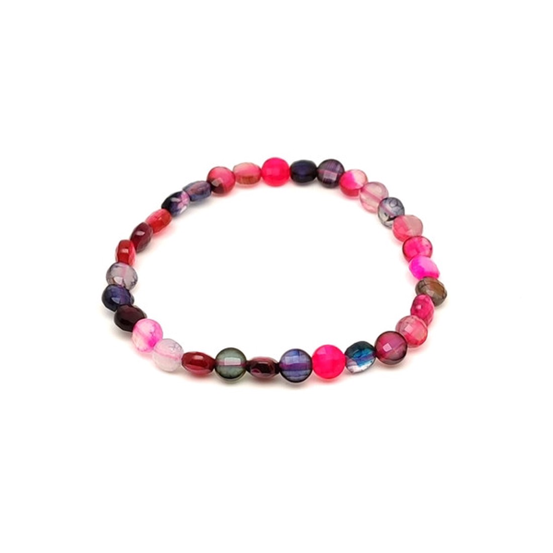 Fazettált vegyes színű achát korong ásvány karkötő 6�4mm - ékszer - karkötő - ásványkarkötő - Meska.hu