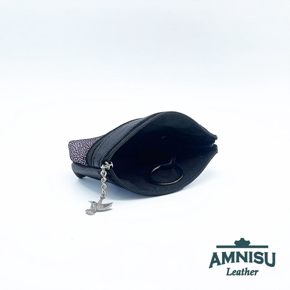 Fekete - metál lila mozaik mintás kettő cipzáras kulcstartó B8028-4028 -  - Meska.hu