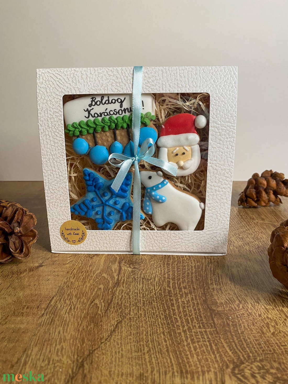 Jeges kívánság - Mézeskalács dísz dobozban - karácsony - karácsonyi lakásdekoráció - karácsonyi lakásdíszek - Meska.hu