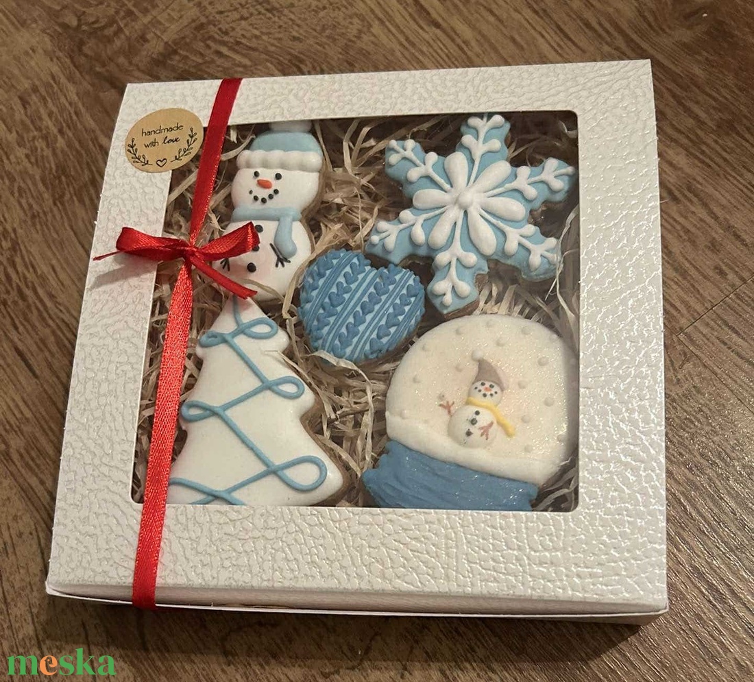 Kék varázs - Mézeskalács dísz dobozban - karácsony - karácsonyi lakásdekoráció - karácsonyi lakásdíszek - Meska.hu