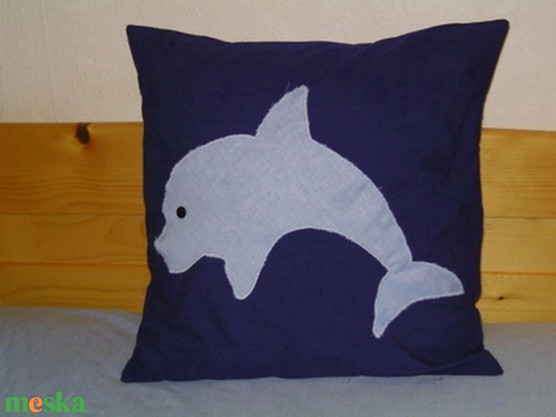 Delfin patchwork   díszpárna - otthon & lakás - babaszoba, gyerekszoba - gyerek díszpárna - Meska.hu