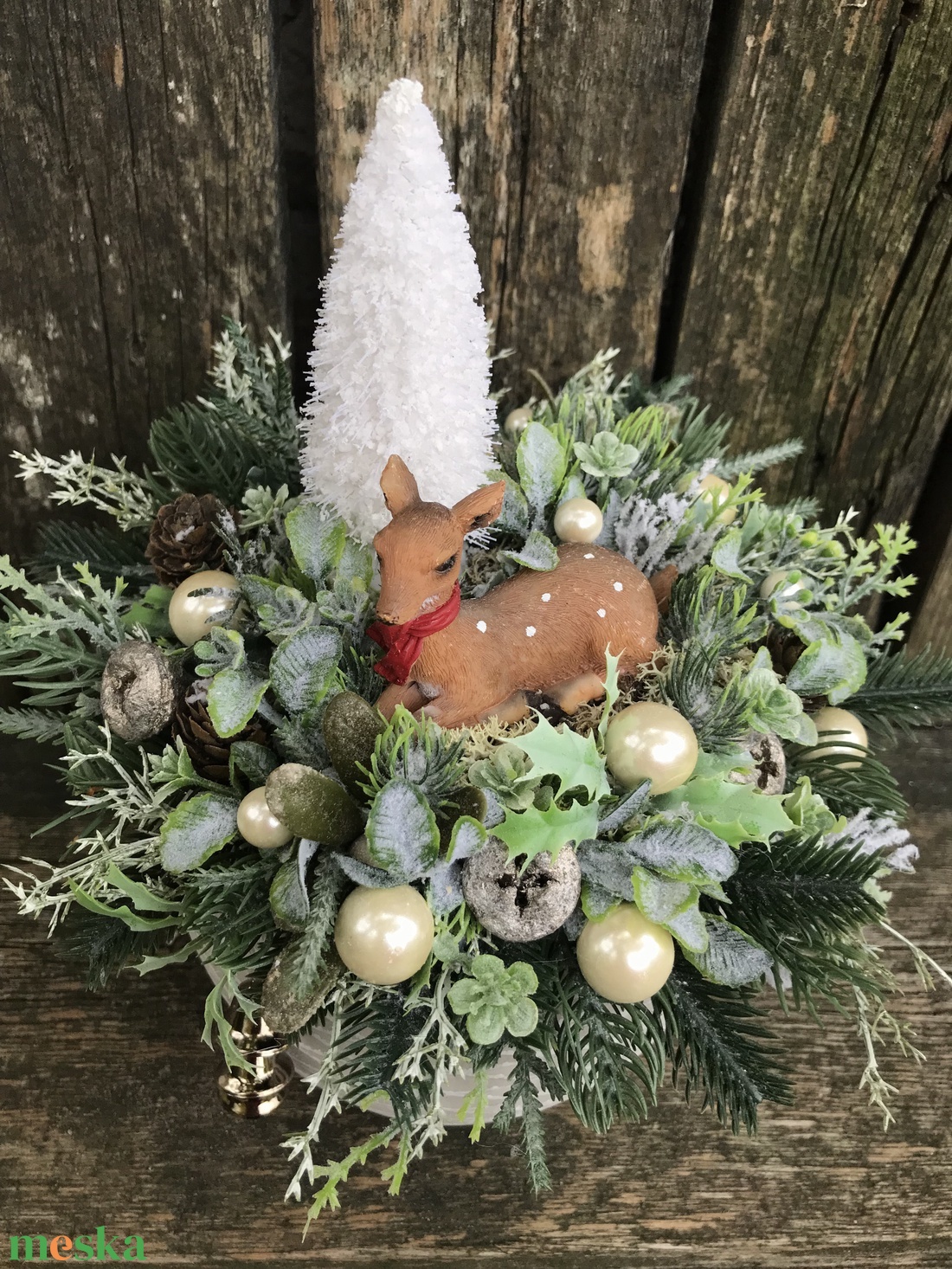 Őzikés asztali dísz - karácsony - adventi díszek - adventi asztaldísz - Meska.hu