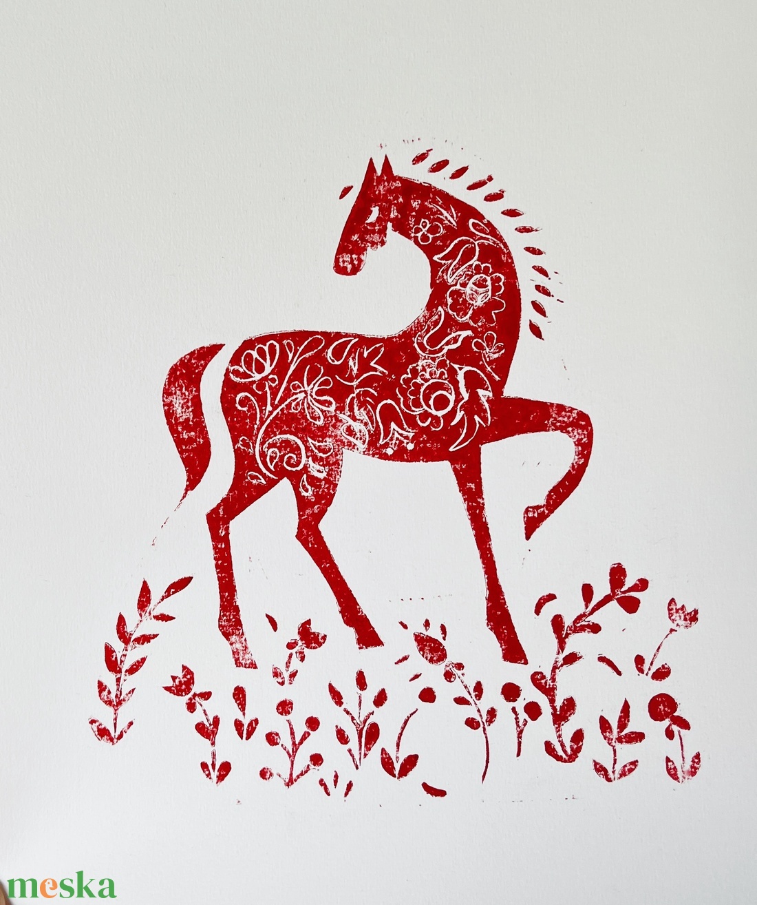 A ló -  linónyomat - művészet - grafika & illusztráció - művészi nyomat - Meska.hu