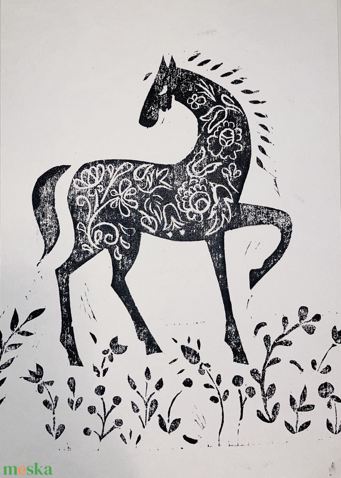 A ló -  linónyomat - művészet - grafika & illusztráció - művészi nyomat - Meska.hu