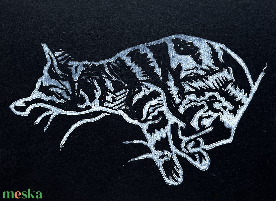 The Sleeping Cat -  linónyomat - művészet - grafika & illusztráció - művészi nyomat - Meska.hu