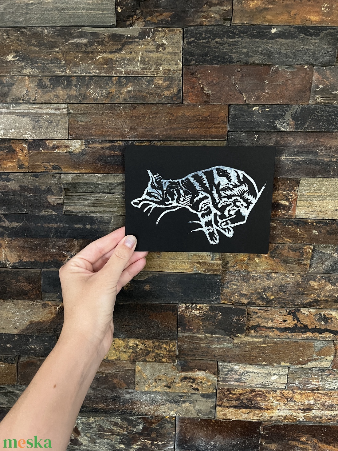 The Sleeping Cat -  linónyomat - művészet - grafika & illusztráció - művészi nyomat - Meska.hu