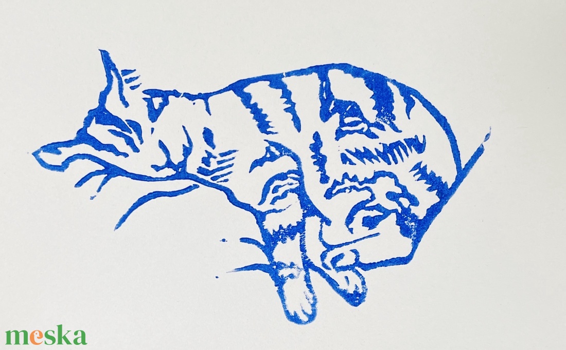 The Sleeping Cat -  linónyomat - művészet - grafika & illusztráció - művészi nyomat - Meska.hu