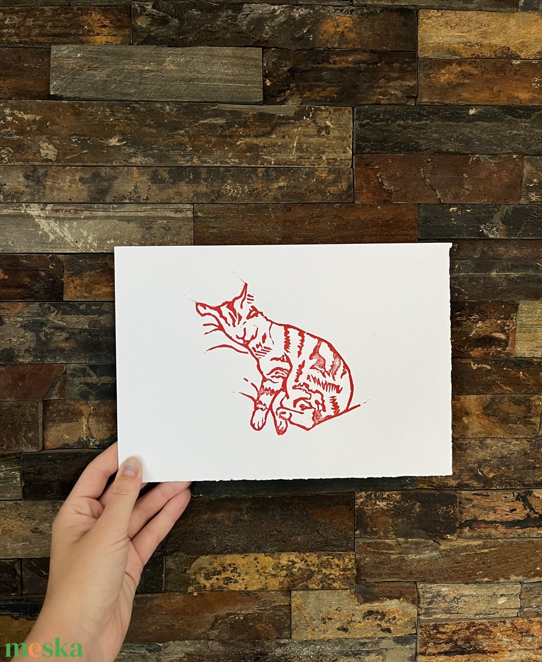 The Sleeping Cat -  linónyomat - művészet - grafika & illusztráció - művészi nyomat - Meska.hu