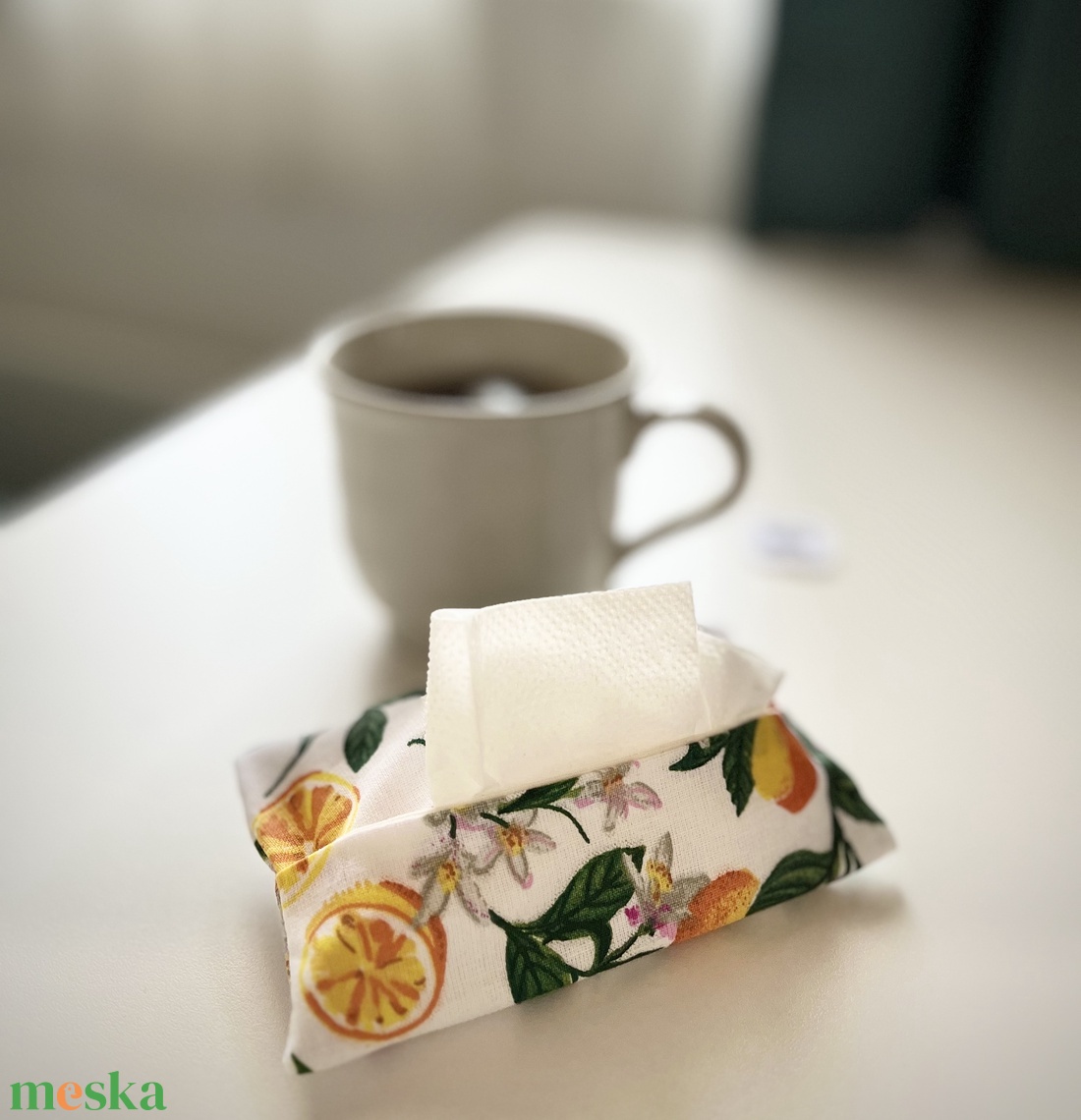 Citrom Mintás Zsebkendő Tartó - 100% pamut - táska & tok - pénztárca & más tok - zsebkendőtartó tok - Meska.hu