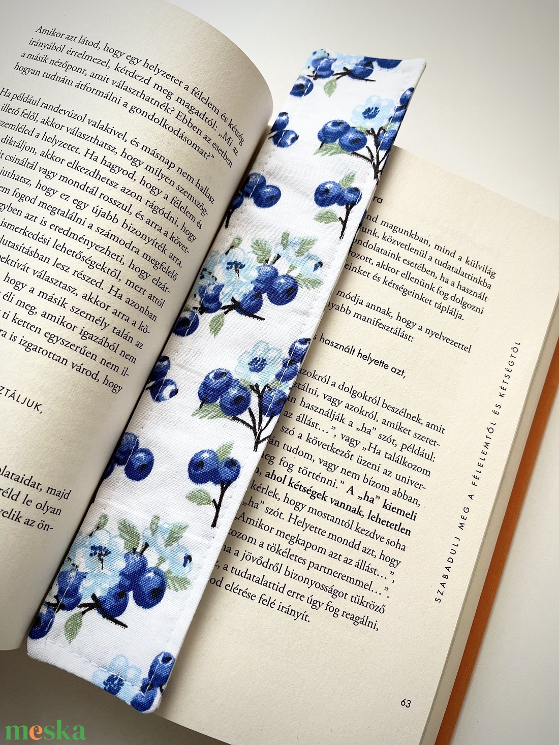 Áfonyás-nefelejcstarkás textil könyvjelző � 100% pamut - könyv & zene - könyvjelző - Meska.hu