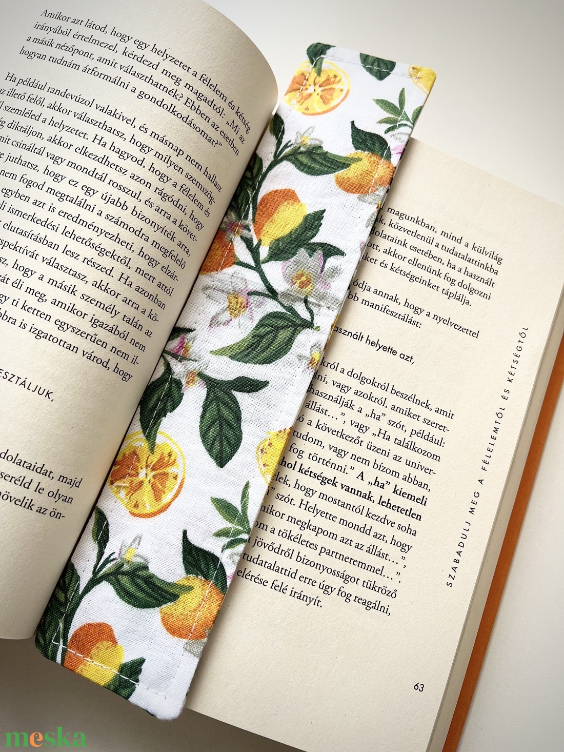 Citrom mintás textil könyvjelző � 100% pamut - könyv & zene - könyvjelző - Meska.hu