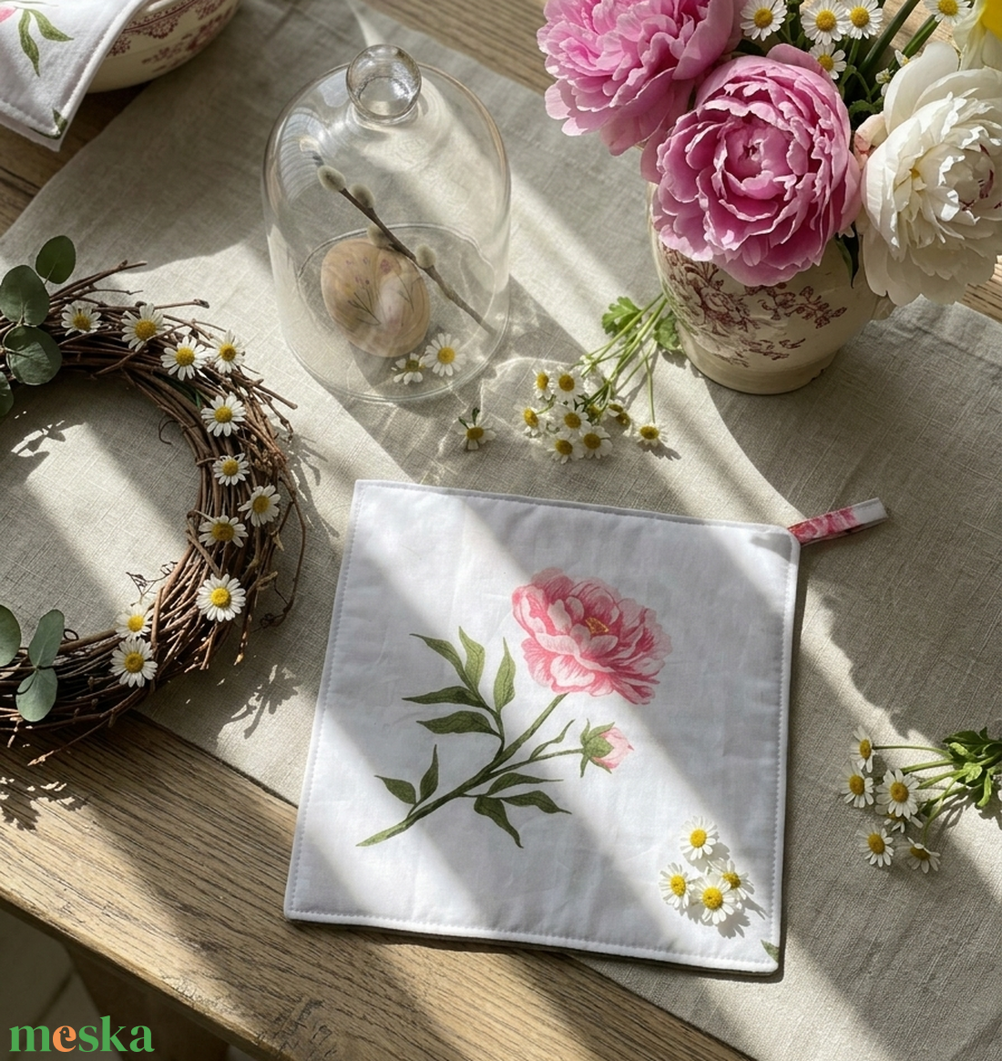 Bazsarózsa Varázs � Kézműves Edényfogó a Romantikus Konyhába - otthon & életmód - konyhafelszerelés, tálalás - konyhai textil - edényfogó & edényfedő - Meska.hu