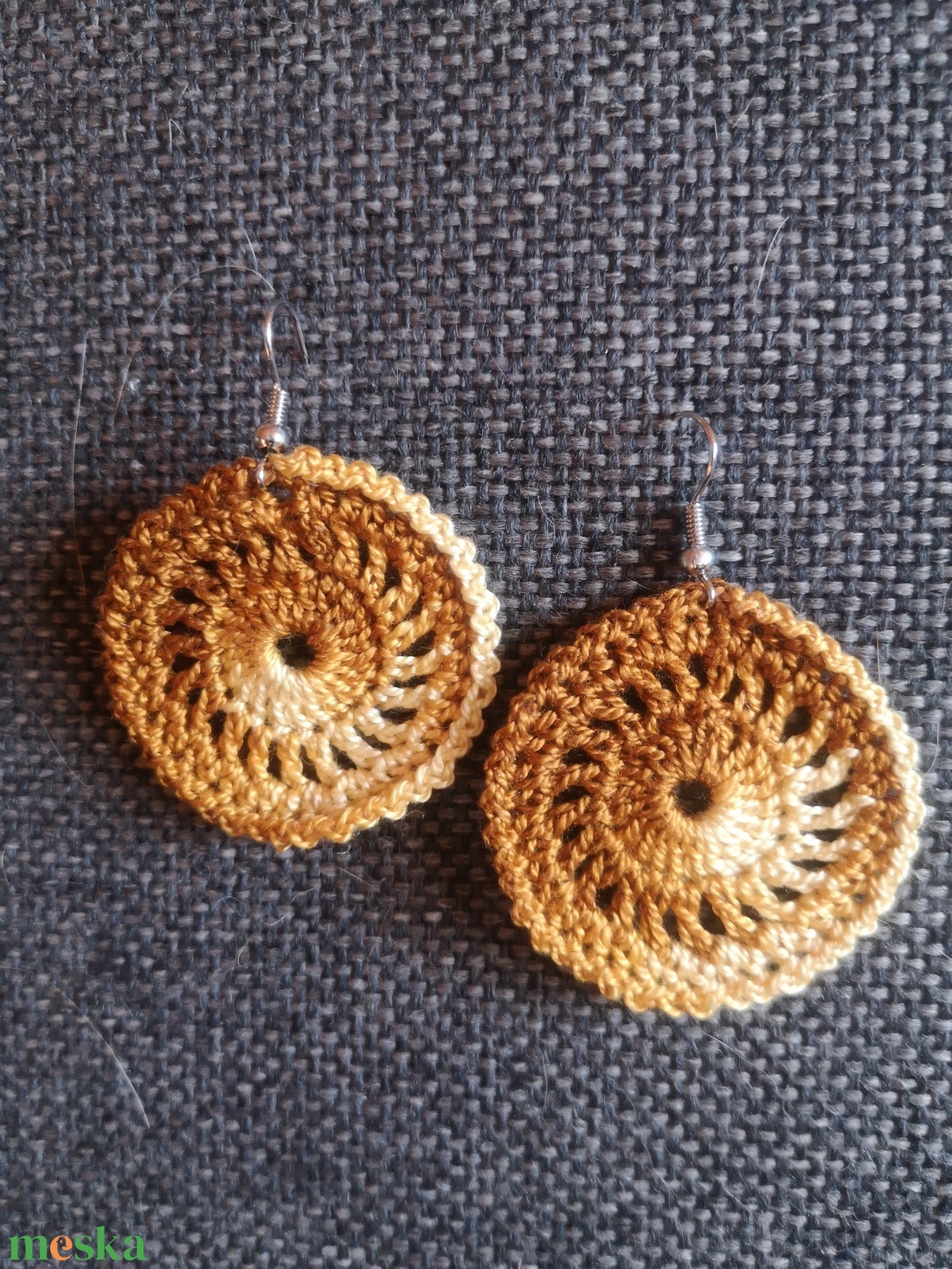 Horgolt fülbevaló - kör tallér - ékszer - fülbevaló - lógó fülbevaló - Meska.hu