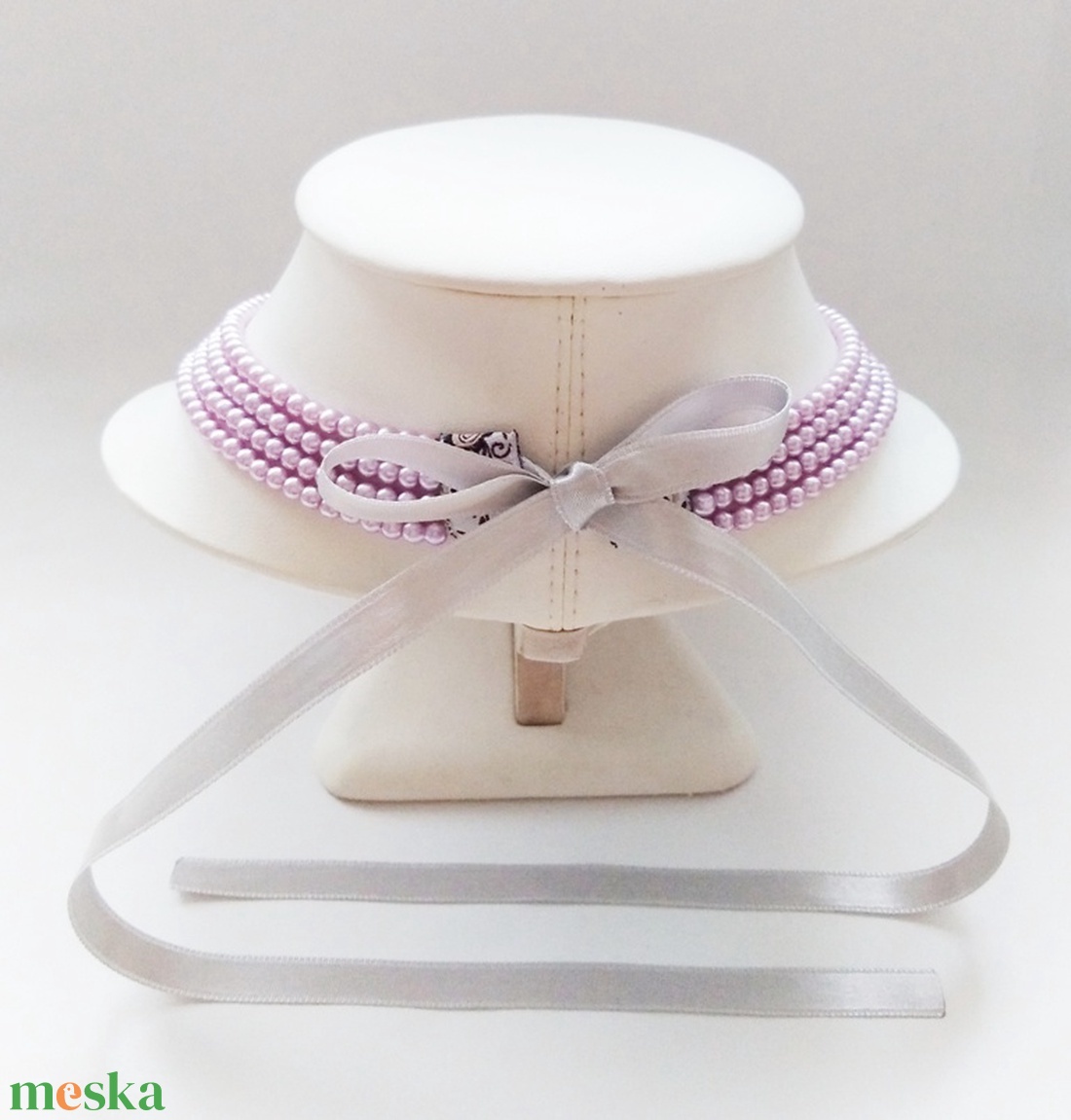 4 soros, orgonalila színű kaláris, 4 mm-es teklagyöngyből - ékszer - nyaklánc - gyöngyös nyaklánc - Meska.hu