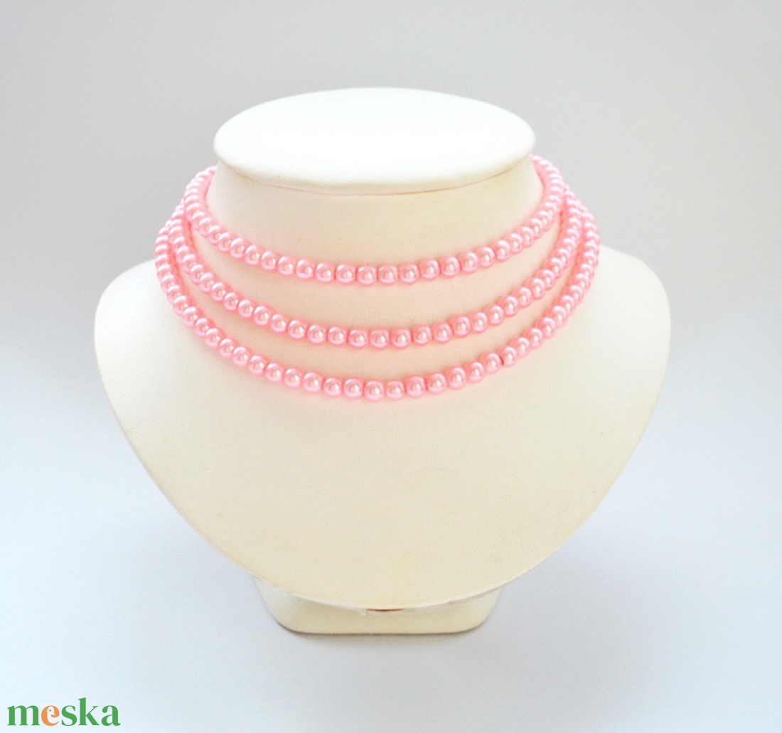 3 soros, pink rózsaszín üvegtekla kaláris - 6 mm-es üvegtekla gyöngyből - ékszer - nyaklánc - gyöngyös nyaklánc - Meska.hu 3 soros, pink rózsaszín üvegtekla kaláris - 6 mm-es üvegtekla gyöngyből - ékszer - nyaklánc - gyöngyös nyaklánc - Meska.hu