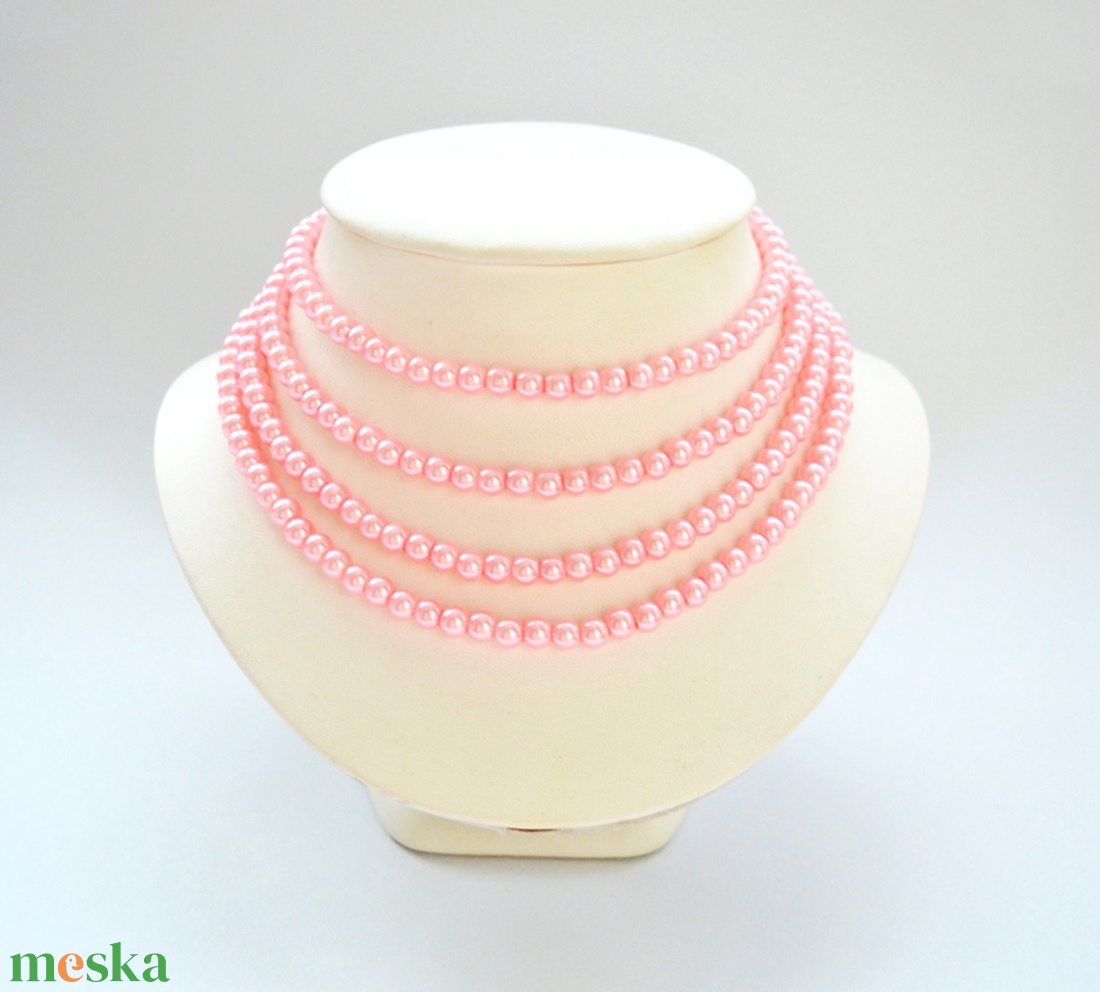 4 soros, pink rózsaszín üvegtekla kaláris - 6 mm-es üvegtekla gyöngyből - ékszer - nyaklánc - gyöngyös nyaklánc - Meska.hu 4 soros, pink rózsaszín üvegtekla kaláris - 6 mm-es üvegtekla gyöngyből - ékszer - nyaklánc - gyöngyös nyaklánc - Meska.hu