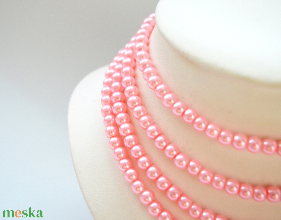 4 soros, pink rózsaszín üvegtekla kaláris - 6 mm-es üvegtekla gyöngyből - ékszer - nyaklánc - gyöngyös nyaklánc - Meska.hu 4 soros, pink rózsaszín üvegtekla kaláris - 6 mm-es üvegtekla gyöngyből - ékszer - nyaklánc - gyöngyös nyaklánc - Meska.hu