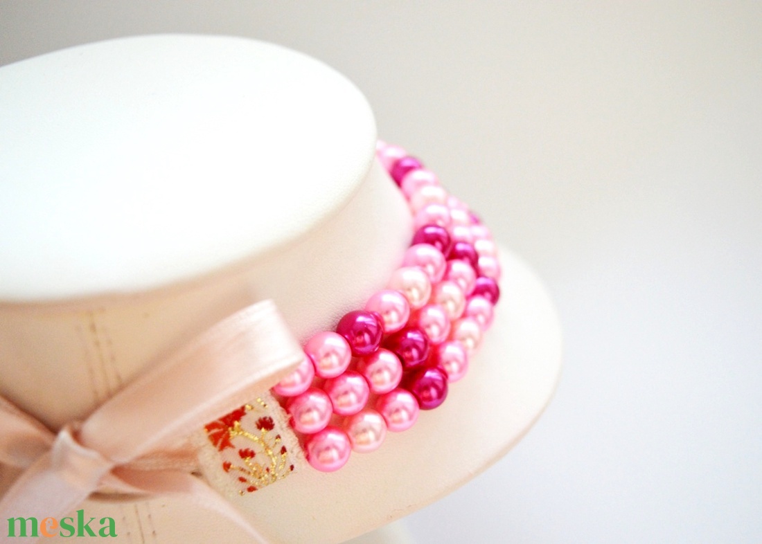 3 soros, rózsaszín-pink-magenta színű üvegtekla kaláris - 8 mm-es üvegtekla gyöngyből - ékszer - nyaklánc - gyöngyös nyaklánc - Meska.hu 3 soros, rózsaszín-pink-magenta színű üvegtekla kaláris - 8 mm-es üvegtekla gyöngyből - ékszer - nyaklánc - gyöngyös nyaklánc - Meska.hu