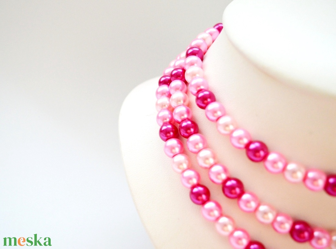 3 soros, rózsaszín-pink-magenta színű üvegtekla kaláris - 8 mm-es üvegtekla gyöngyből - ékszer - nyaklánc - gyöngyös nyaklánc - Meska.hu 3 soros, rózsaszín-pink-magenta színű üvegtekla kaláris - 8 mm-es üvegtekla gyöngyből - ékszer - nyaklánc - gyöngyös nyaklánc - Meska.hu