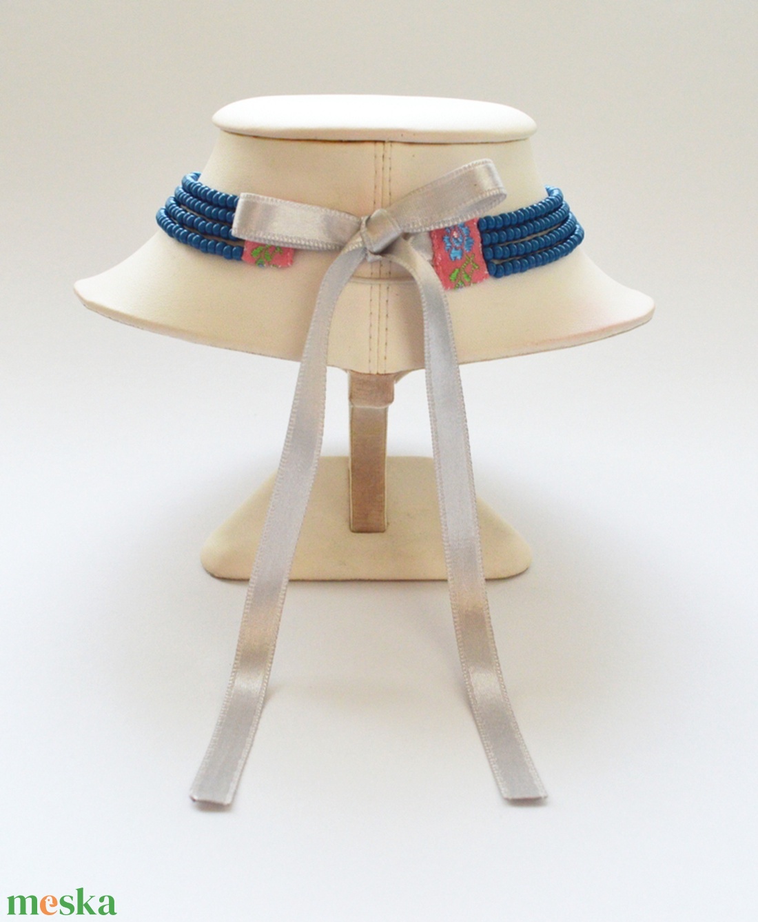 4 soros farmerkék kaláris - nagyszemű cseh kásagyöngyből - ékszer - nyaklánc - gyöngyös nyaklánc - Meska.hu