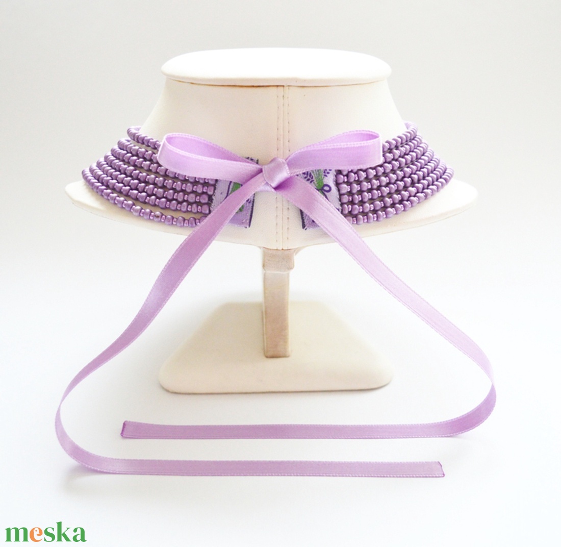 7 soros lila kaláris - nagyszemű cseh kásagyöngyből - ékszer - nyaklánc - párhuzamos nyaklánc - Meska.hu