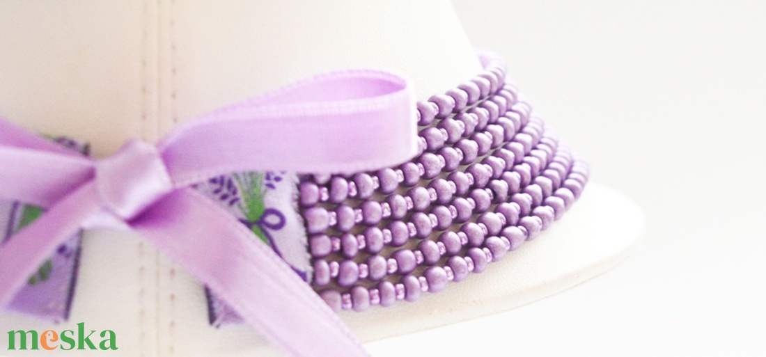 7 soros lila kaláris - nagyszemű cseh kásagyöngyből - ékszer - nyaklánc - párhuzamos nyaklánc - Meska.hu