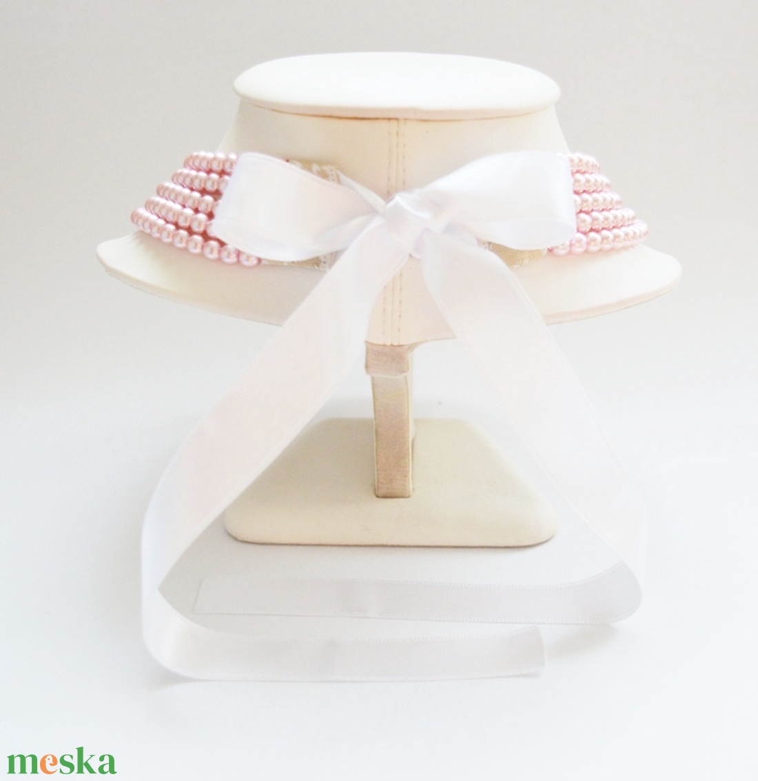 5 soros rózsaszín kaláris - 6 mm-es üvegtekla gyöngyből - ékszer - nyaklánc - gyöngyös nyaklánc - Meska.hu