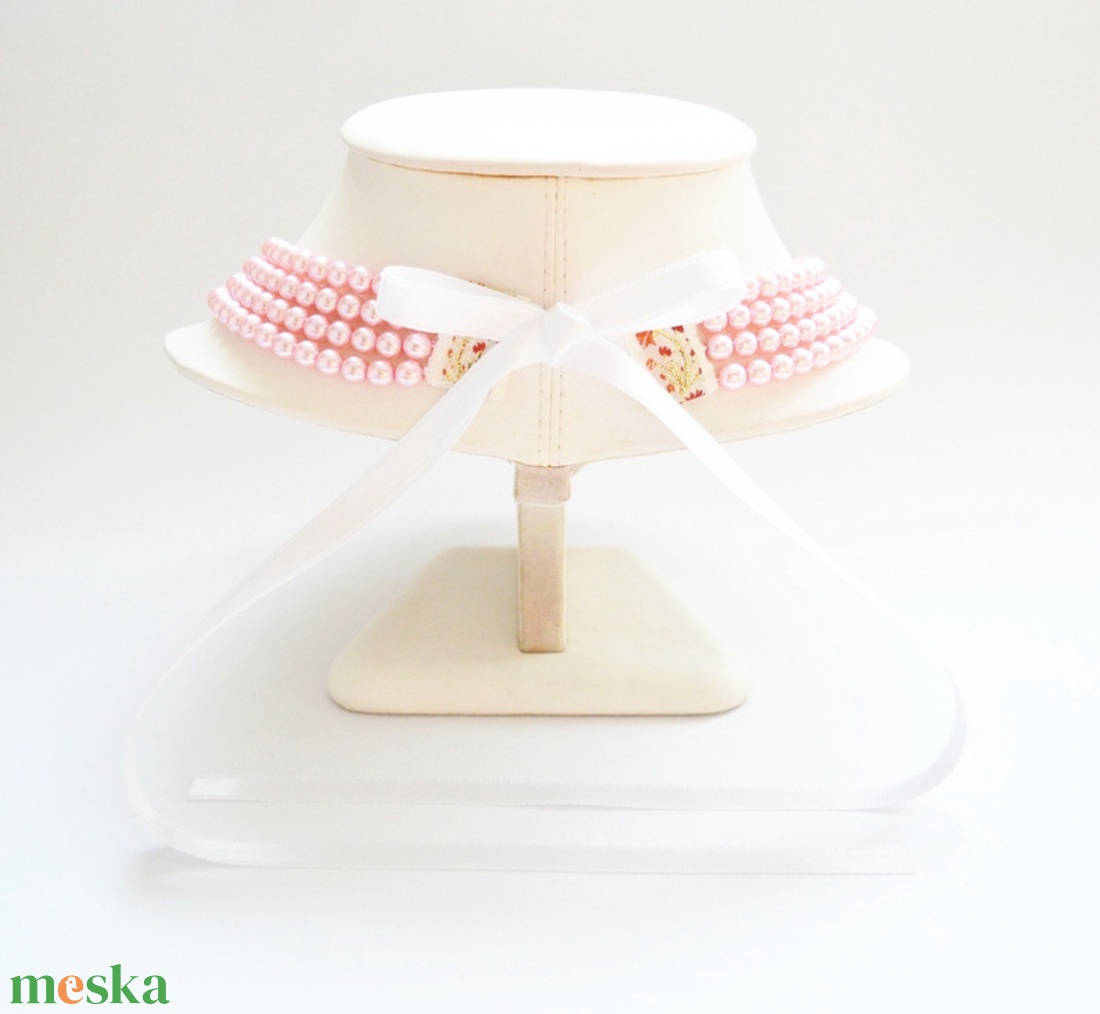 4 soros rózsaszín kaláris - 6 mm-es üvegtekla gyöngyből - ékszer - nyaklánc - gyöngyös nyaklánc - Meska.hu