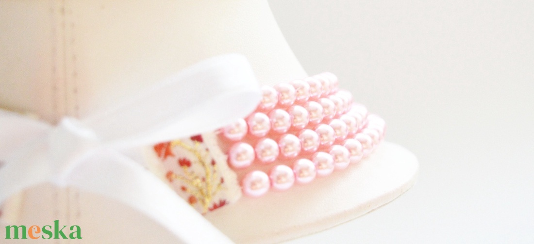 4 soros rózsaszín kaláris - 6 mm-es üvegtekla gyöngyből - ékszer - nyaklánc - gyöngyös nyaklánc - Meska.hu