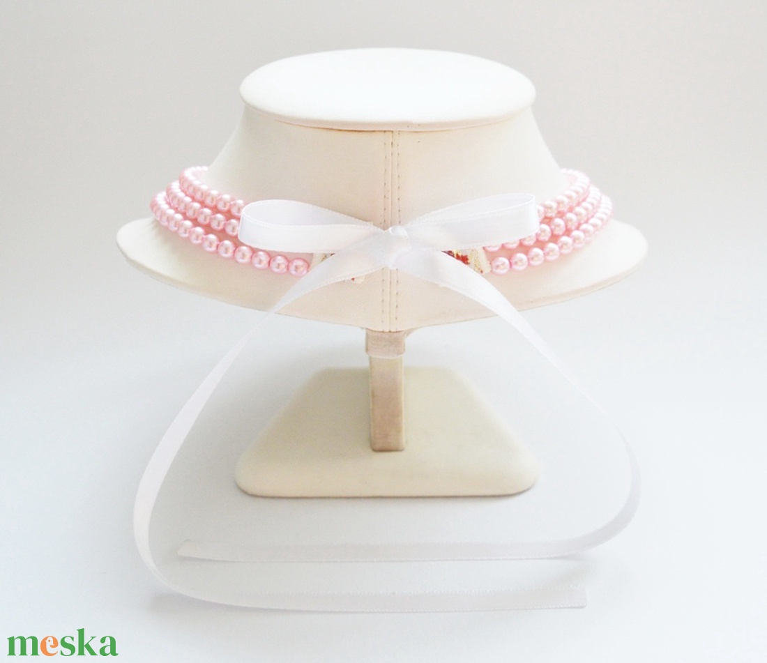 3 soros rózsaszín kaláris - 6 mm-es üvegtekla gyöngyből - ékszer - nyaklánc - gyöngyös nyaklánc - Meska.hu