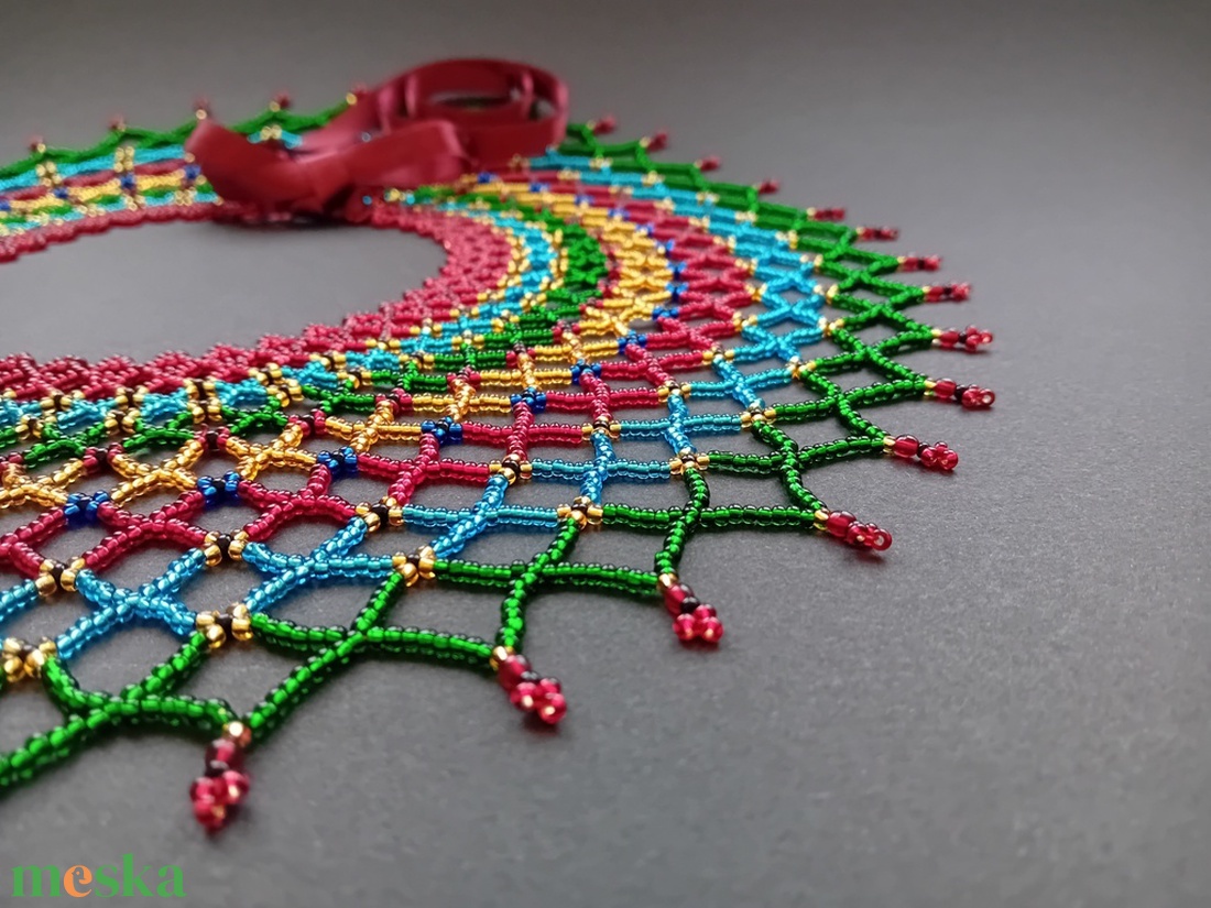 Sárközi csipkegyöngy - zöld - türkiz - ékszer - nyaklánc - gyöngyös nyaklánc - Meska.hu