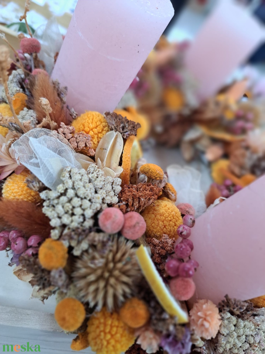 Barack-rózsaszín adventi koszorú - karácsony - adventi díszek - adventi koszorú - Meska.hu