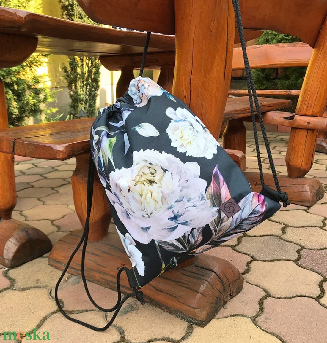Bazsarózsa Virágos Gym Bag Hátizsák Vízálló - táska & tok - hátizsák - tornazsák, gymbag - Meska.hu Bazsarózsa Virágos Gym Bag Hátizsák Vízálló - táska & tok - hátizsák - tornazsák, gymbag - Meska.hu
