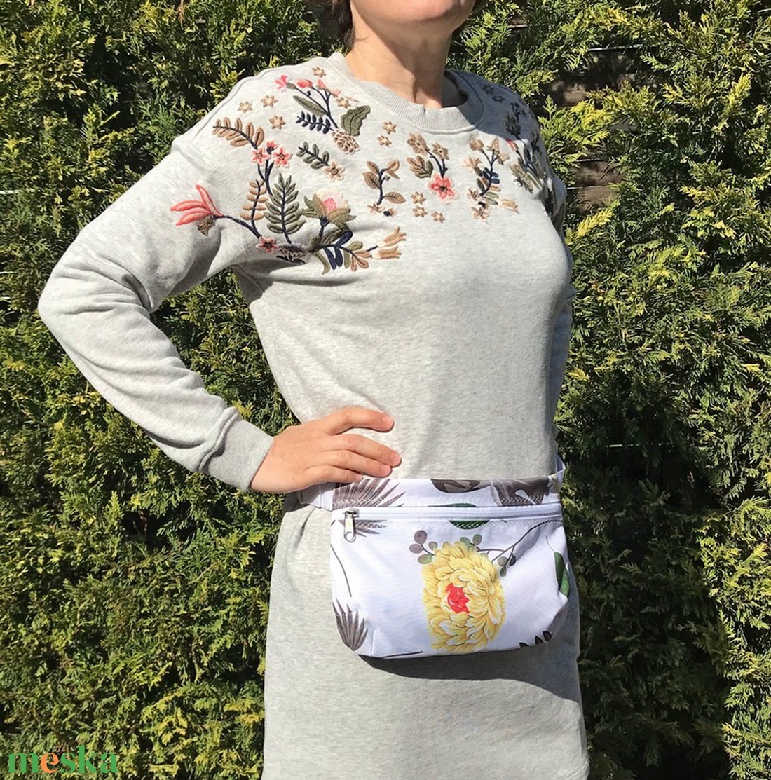 Sárga Virágos Pálmaleveles Vízálló Övtáska - táska & tok - övtáska - Meska.hu