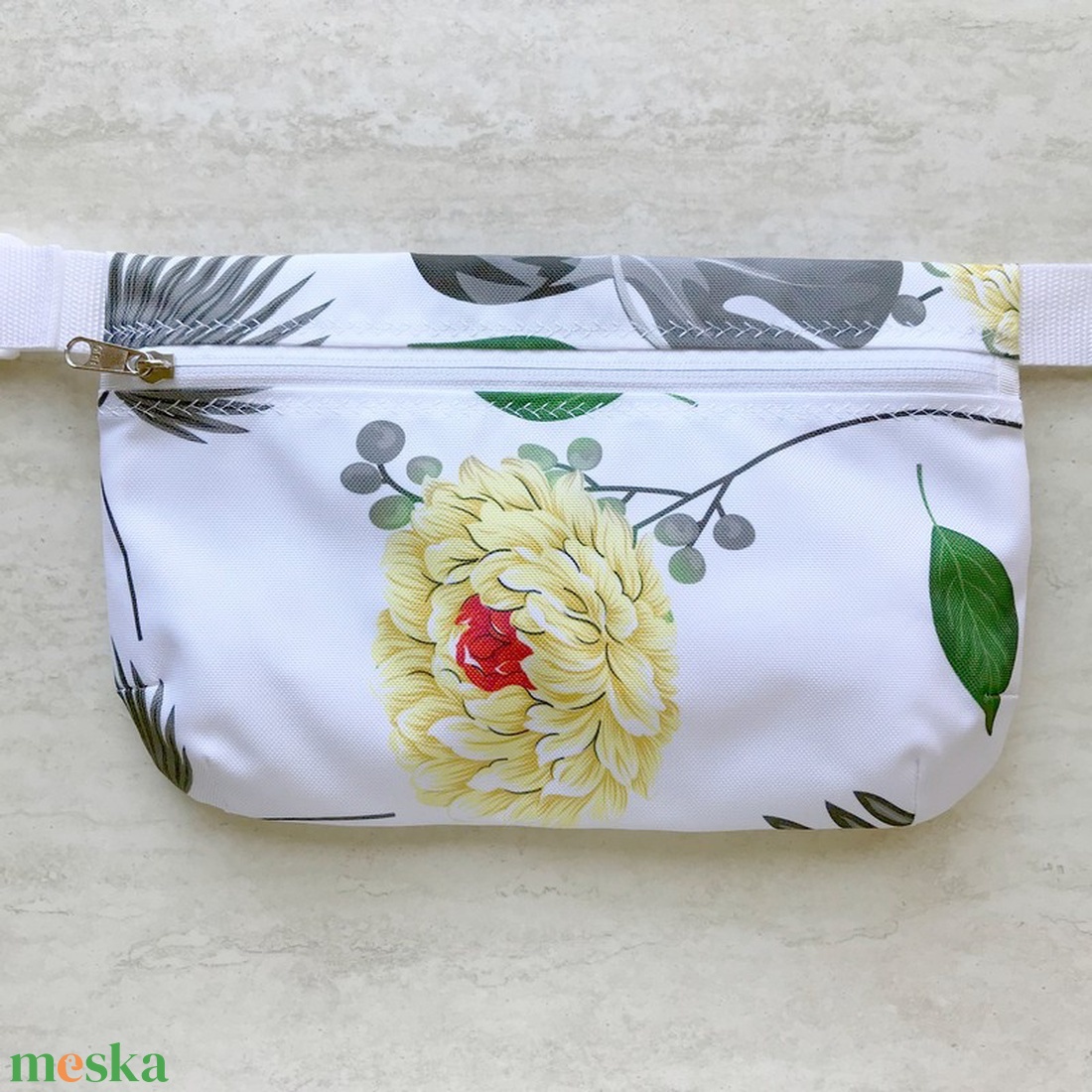 Sárga Virágos Pálmaleveles Vízálló Övtáska - táska & tok - övtáska - Meska.hu