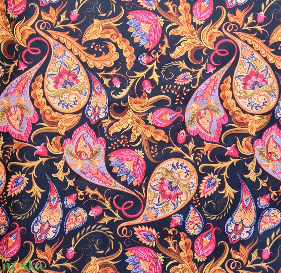 Fekete alapon arany pink paisley - vízhatlan gyöngyvászon - kellékek & szerszámok - méteráru - vászon - gyöngyvászon - Meska.hu Fekete alapon arany pink paisley - vízhatlan gyöngyvászon - kellékek & szerszámok - méteráru - vászon - gyöngyvászon - Meska.hu