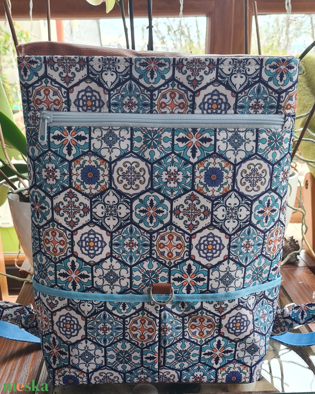 Kék csempemintás hátizsák - táska & tok - hátizsák - hátizsák - Meska.hu